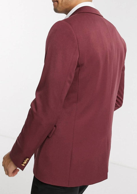Burgundy Double Breasted Blazer Suit