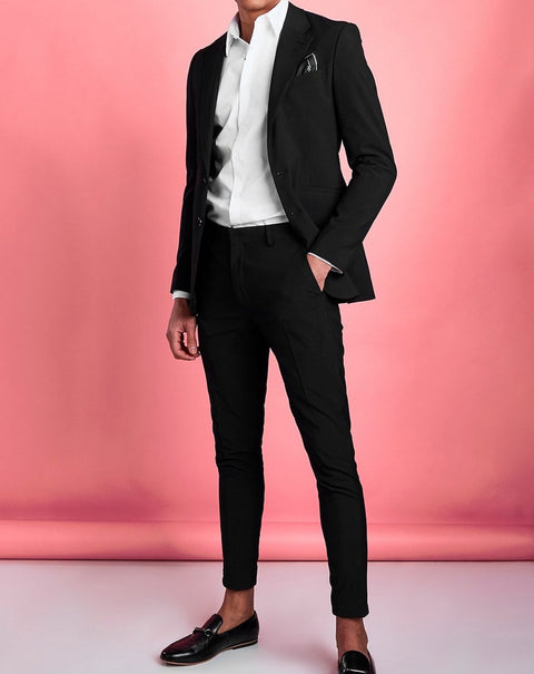 Black Slim Fit Suit for Wedding