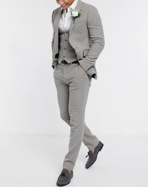 Checkered Wedding slim suit