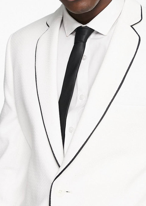 White Tuxedo Blazer with Black Contrast Lapel