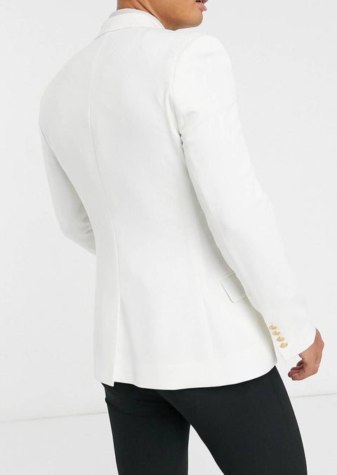 White Double Breasted Blazer/ suit with Gold Buttons