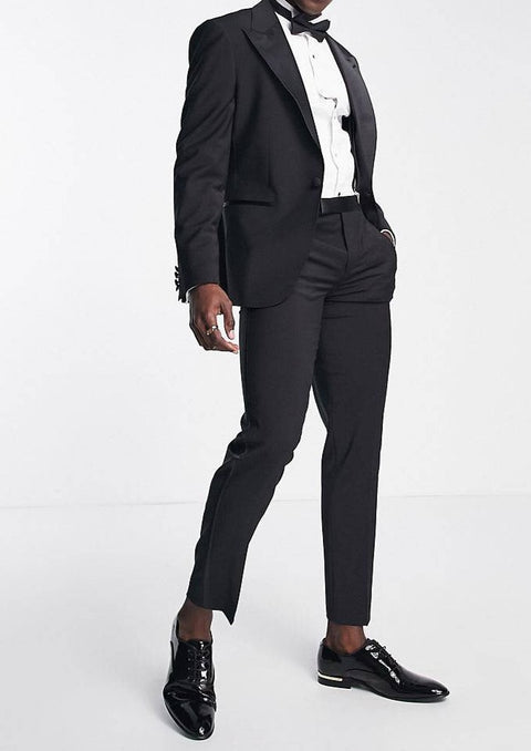 Peak Lapel Black Single Breasted Tuxedo Suit For Wedding