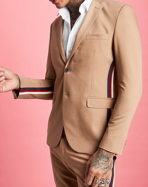 Slim fit tape details suit jacket