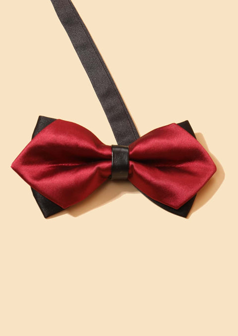 Burgundy two layered bow tie