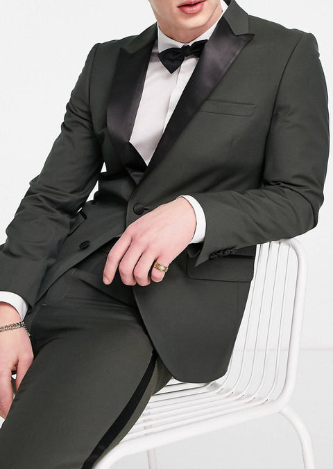 Slim Fit Olive Green Tuxedo Suit