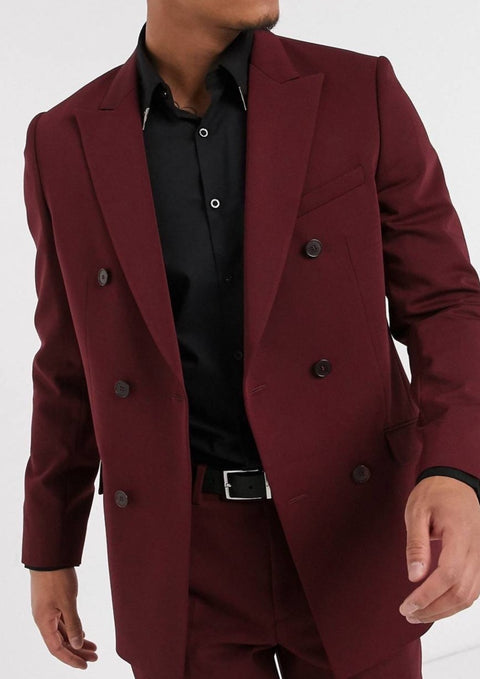 Burgundy Double Breasted Suit