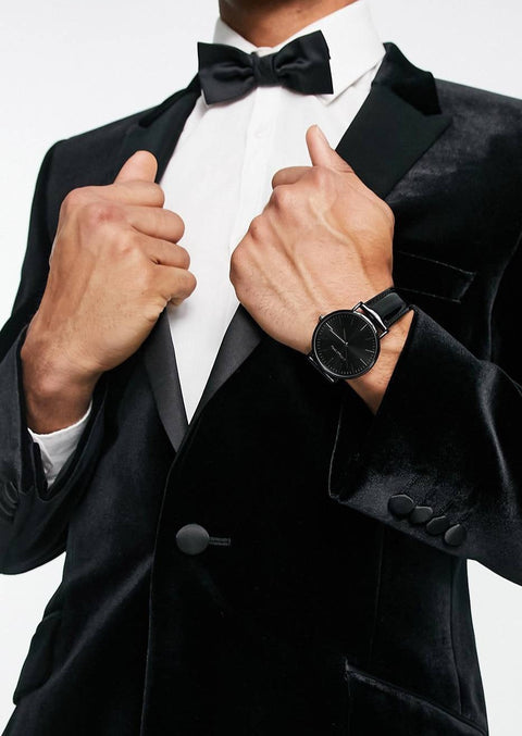 Black Velvet Tuxedo Blazer Suit with Peak Lapel