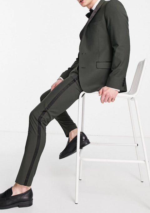 Slim Fit Olive Green Tuxedo Suit