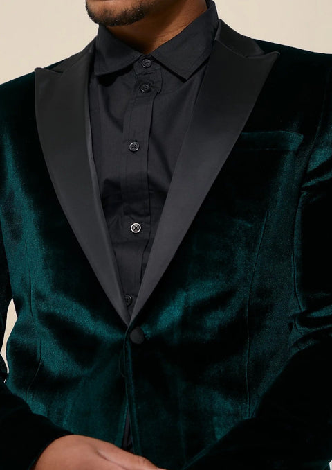 Peak Lapel Green Velvet Tuxedo