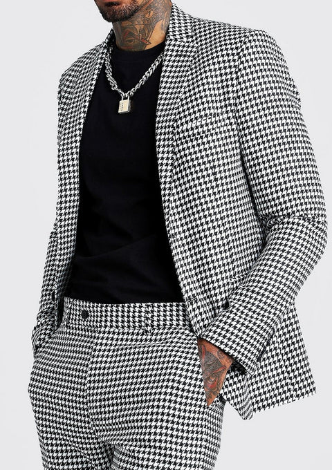 Slim Fit Dogtooth Suit Jacket