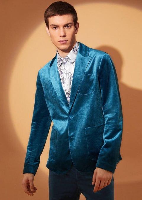Teal Blue Velvet Blazer/Suit