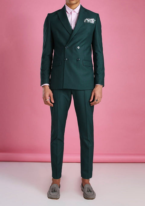 Plain Double Breasted Suit Jacket