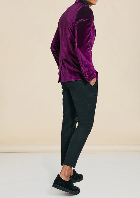 Wedding Purple Velvet Tuxedo Blazer Suit