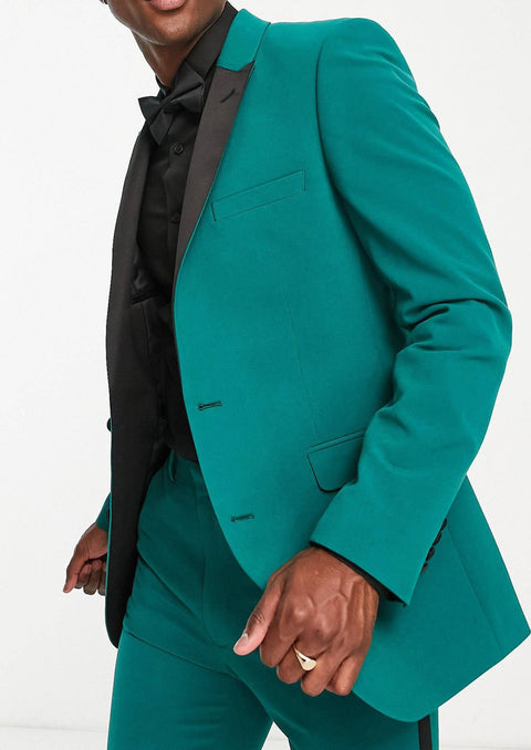 Slim Fit Teal Blue Tuxedo Blazer Suit for Wedding