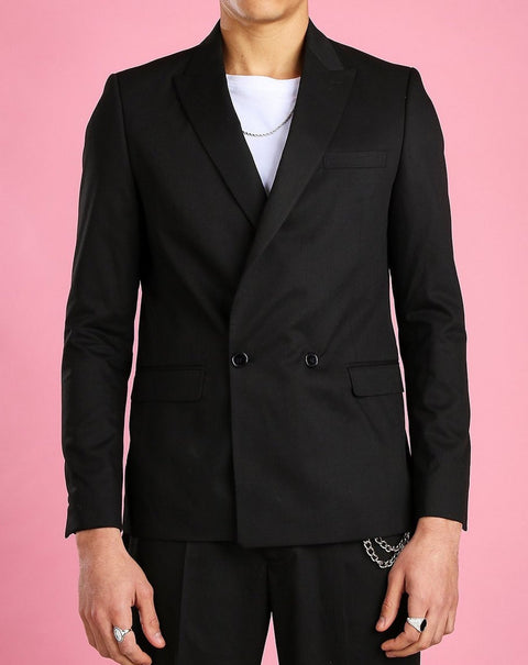 BLACK BOXY DOUBLE BREASTED SUIT TUMUH BANGALORE INDIA