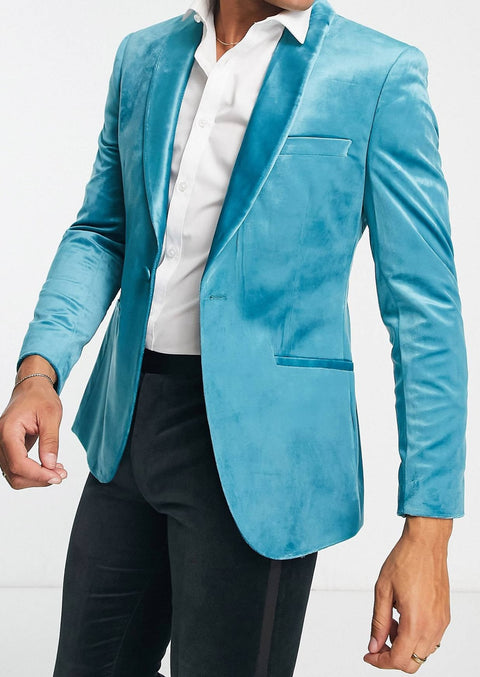 Light Blue Velvet Blazer tumuh