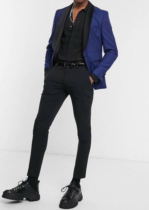 Shawl Collar Tuxedo Blue Blazer