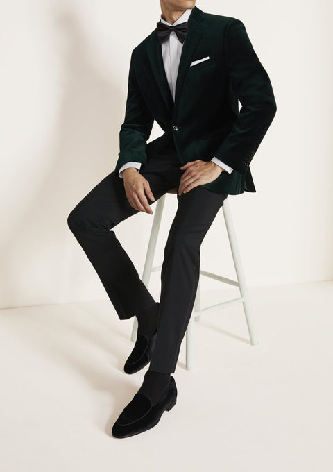 Tailored Fit Green Velvet Tuxedo Jacket