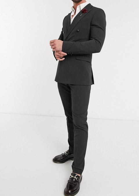Charcoal Double Breasted Blazer Suit