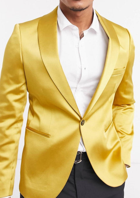 Yellow Shawl Collar Tuxedo Blazer