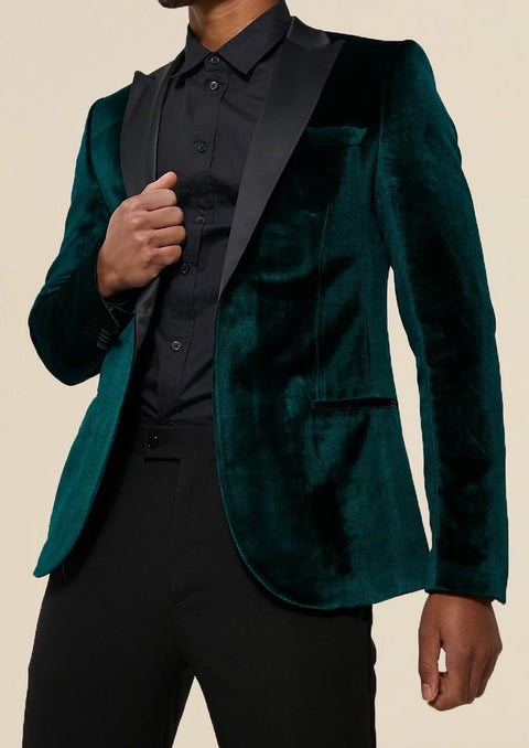 Peak Lapel Green Velvet Tuxedo