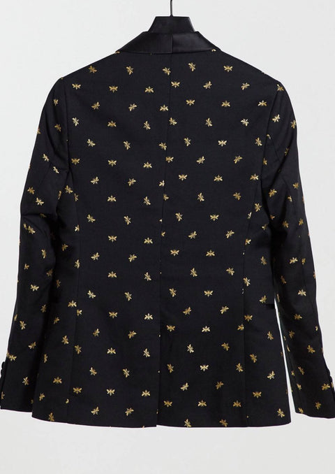 Black and Gold Embroidered Blazer