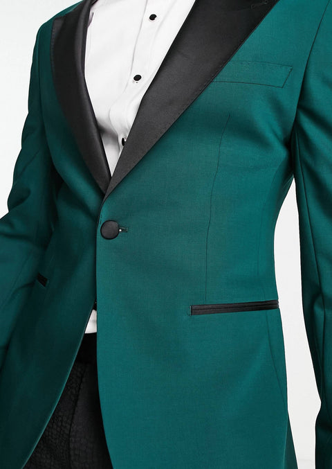 Green Peak Lapel Single Breasted Tuxedo