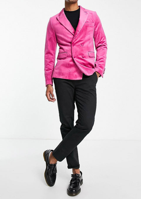 Pink Velvet Double Breasted Blazer