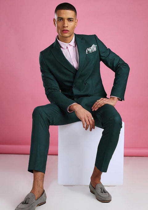 Plain Double Breasted Suit Jacket