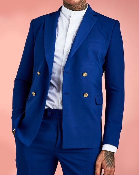 Slim double breasted button details suit