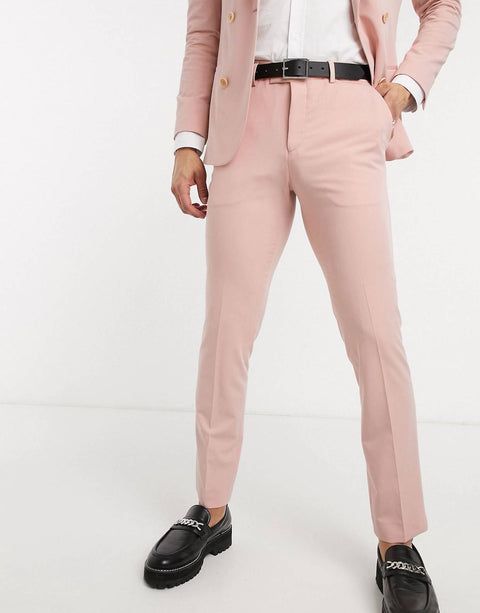 Double Breasted Slim fit Suit in Pink