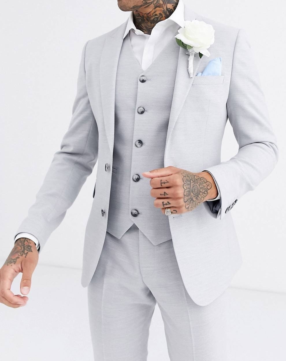 Ice Grey wedding slim fit suit – Tumuh - Main Image
