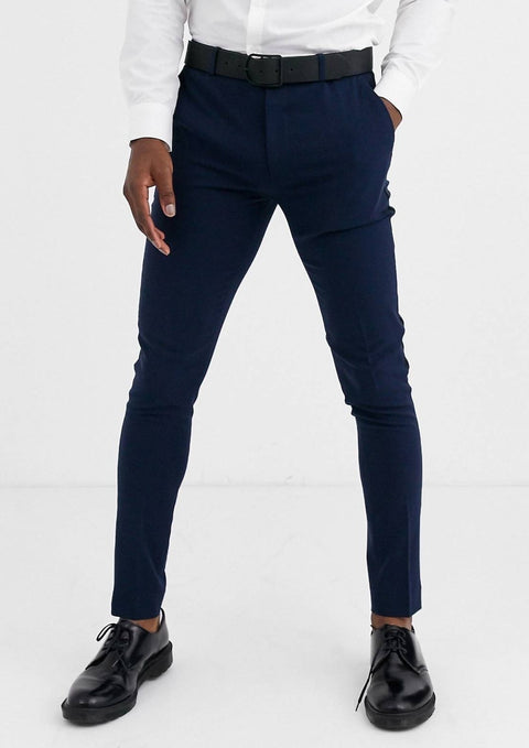 Navy Tuxedo Suit Blazer with Black Lapel