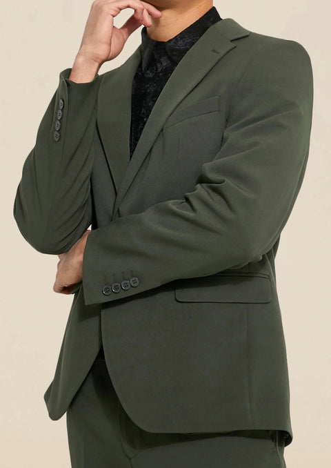 Relaxed Fit Olive Green Suit