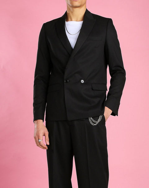 Black Boxy Double Black Suit