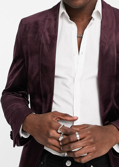 Burgundy Shawl Collar Blazer