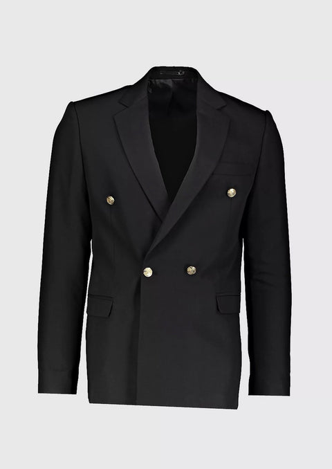 Black Double Breasted Suit with Gold Buttons