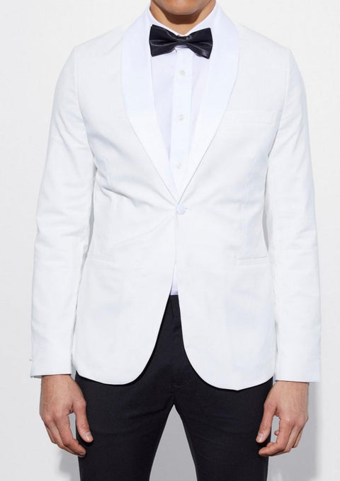 Slim White Shawl Lapel Tuxedo Jacket