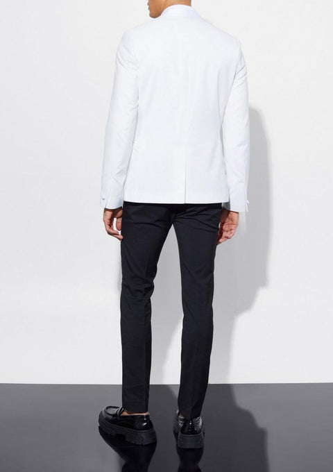 Slim White Shawl Lapel Tuxedo Jacket
