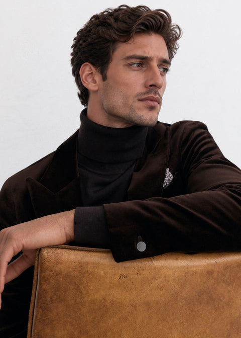 Slim Fit Chocolate Brown Velvet Suit Jacket