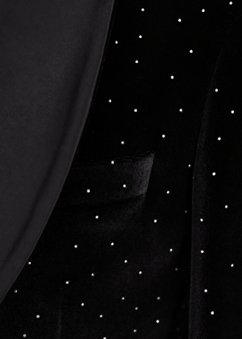 Black Shawl Lapel Polka Tuxedo Blazer
