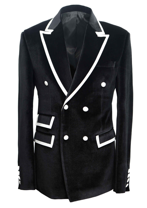 Wedding Black Velvet Shawl Collar Double Breasted Tuxedo Blazer Suit – Tumuh