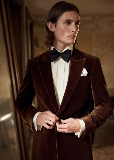 Tailored Fit Brown Velvet Blazer