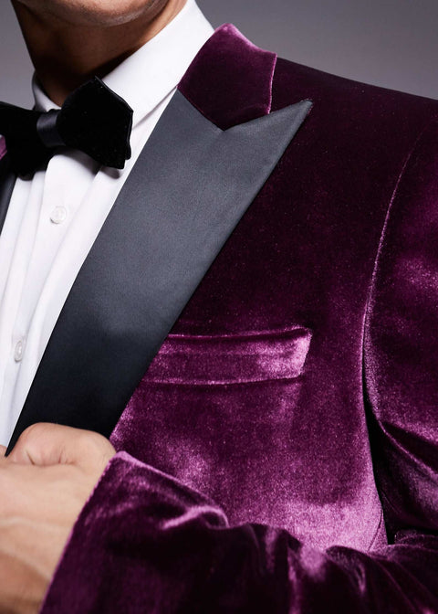 Wedding Purple Velvet Tuxedo Blazer