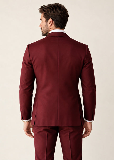 Burgundy Double Breasted Suit with Gold Buttons