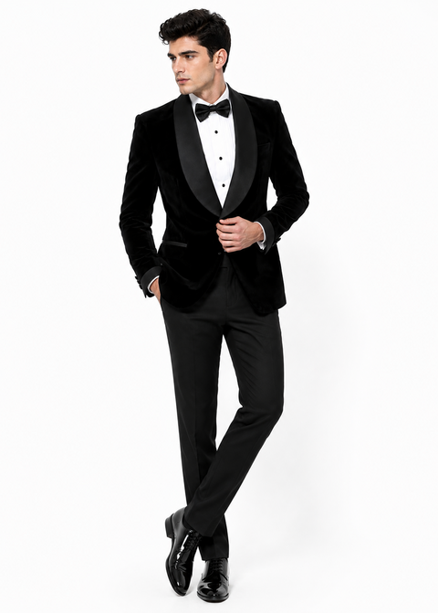 Black Shawl Lapel Velvet Tuxedo