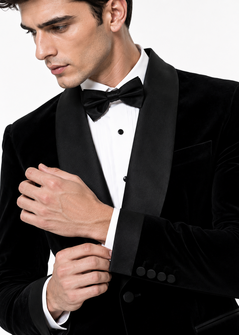 Black Shawl Lapel Velvet Tuxedo