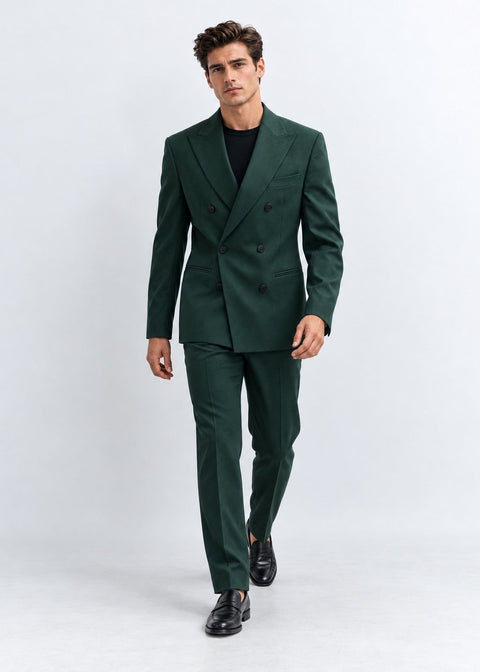 Tailored Fit Green Double Breasted Suit