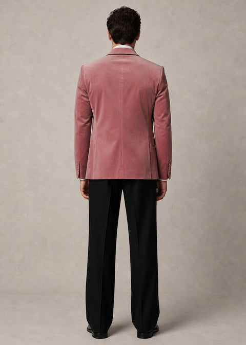 Pink Velvet Broad Shawl Lapel Tuxedo Suit