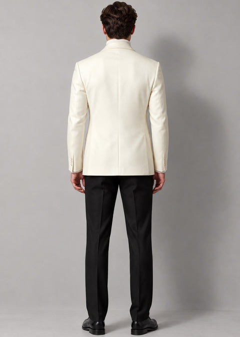 Off White Shawl Lapel Blazer